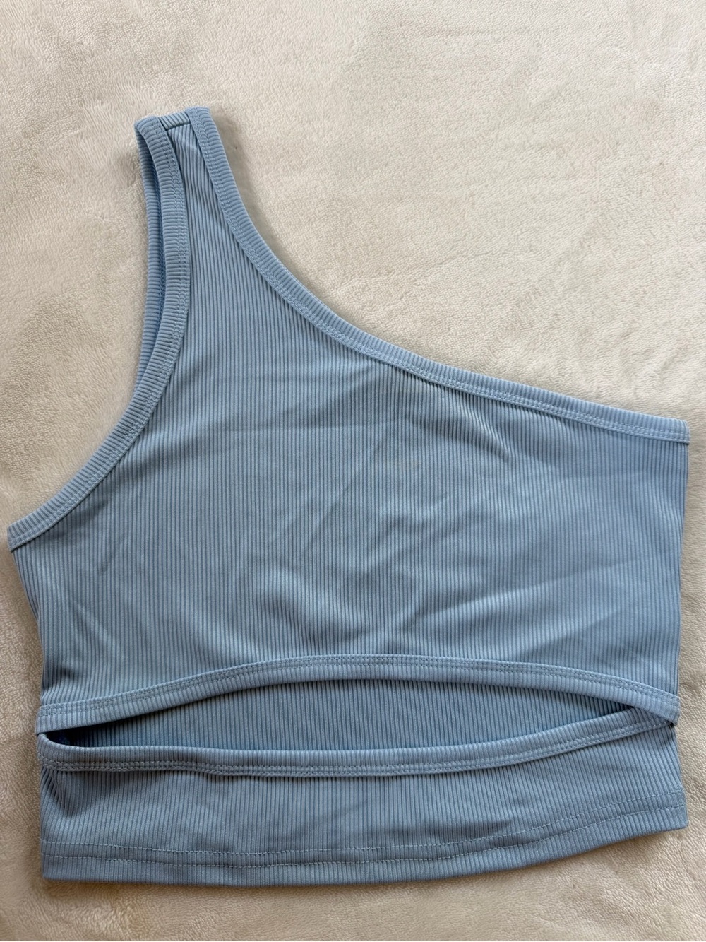 Ribbed One-Shoulder Crop top - Light Blue